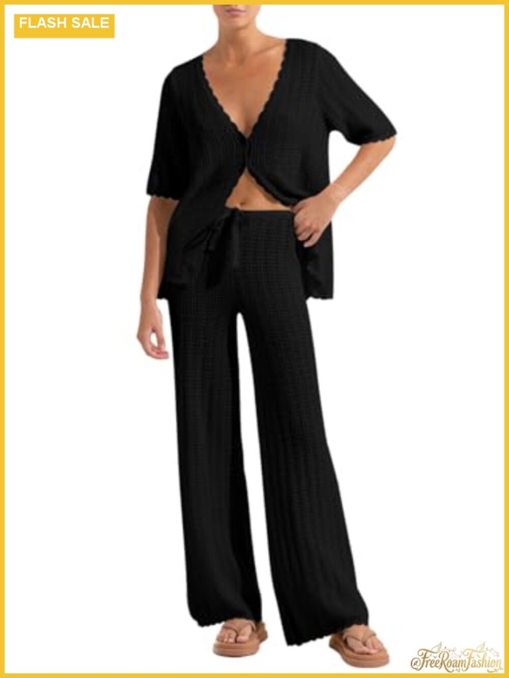 Women's Crochet Knit 2 Piece Beach Cover Up Set Swimwear